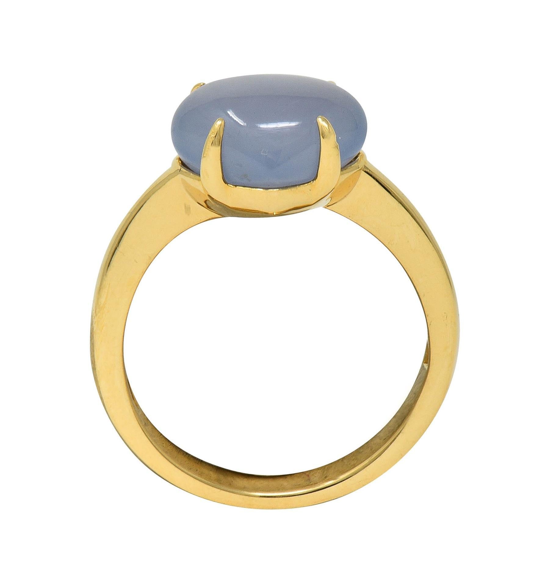 Bulgari 2005 Gray Moonstone Cabochon 18 Karat Yellow Gold Vintage Ring For Sale 6