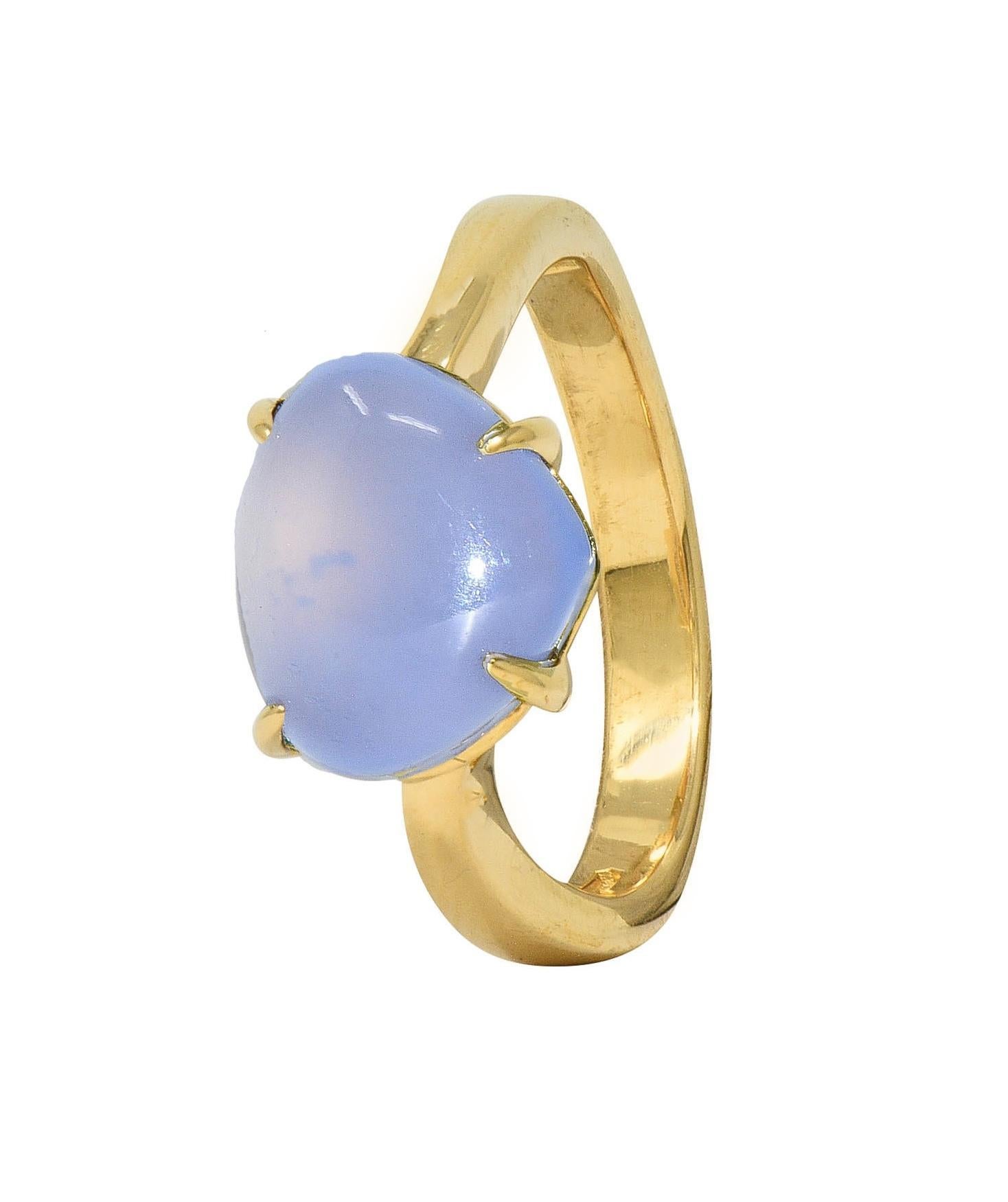 Bulgari 2005 Gray Moonstone Cabochon 18 Karat Yellow Gold Vintage Ring For Sale 7