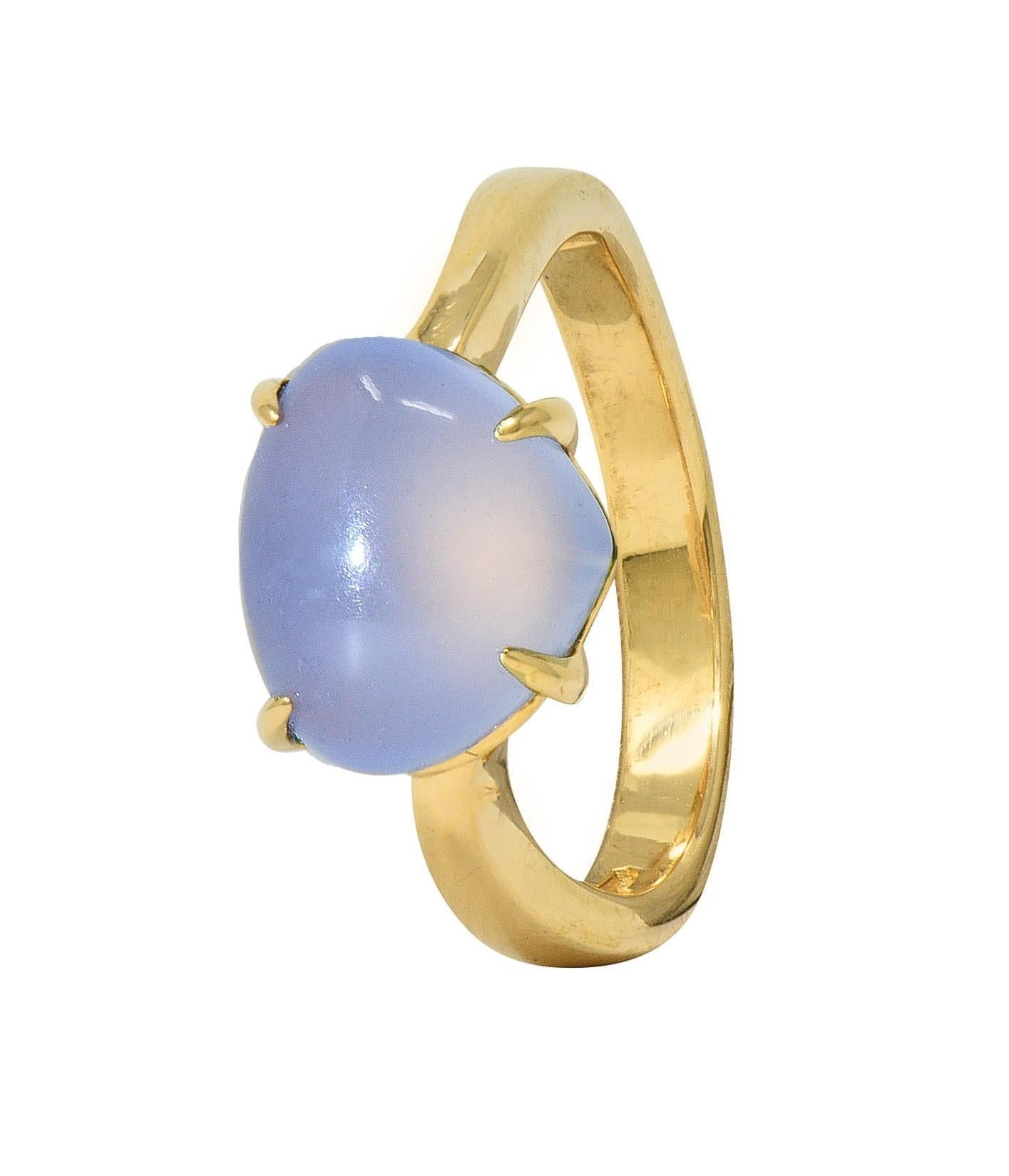 Bulgari 2005 Gray Moonstone Cabochon 18 Karat Yellow Gold Vintage Ring For Sale 8