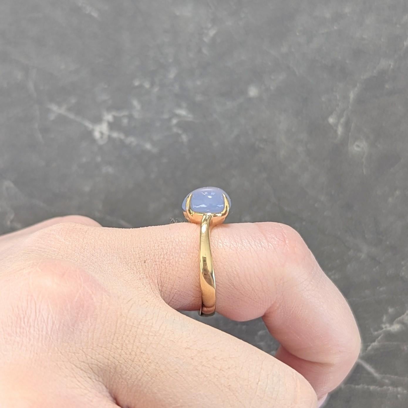 Bulgari 2005 Gray Moonstone Cabochon 18 Karat Yellow Gold Vintage Ring For Sale 10