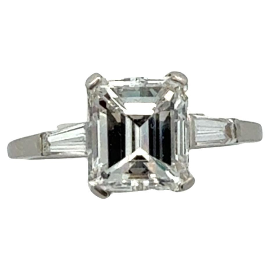 Bulgari 2.01 F Vs2 Emerald Cut `Diamond Paltinum Ring