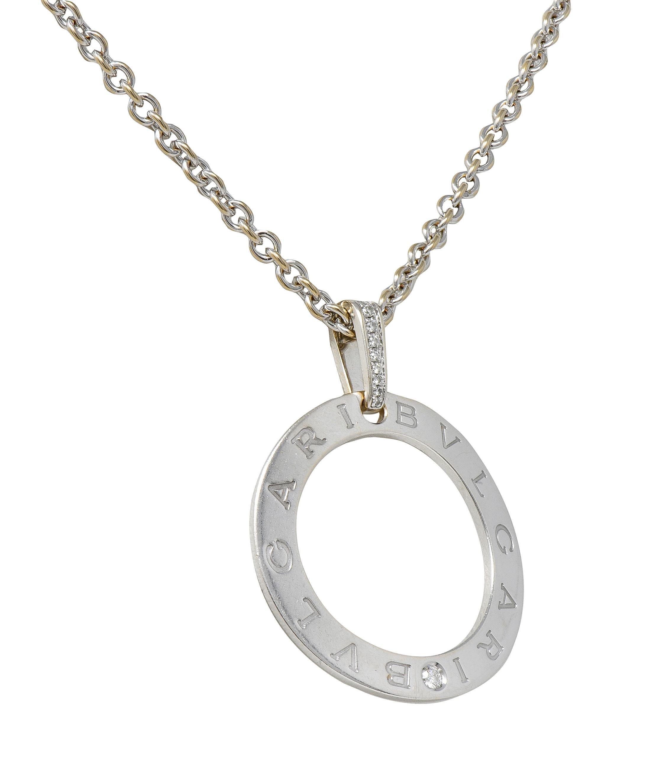 Collana con ciondolo a forma di disco con logo Bulgari 2010 in oro bianco 18 carati e diamanti in vendita 5