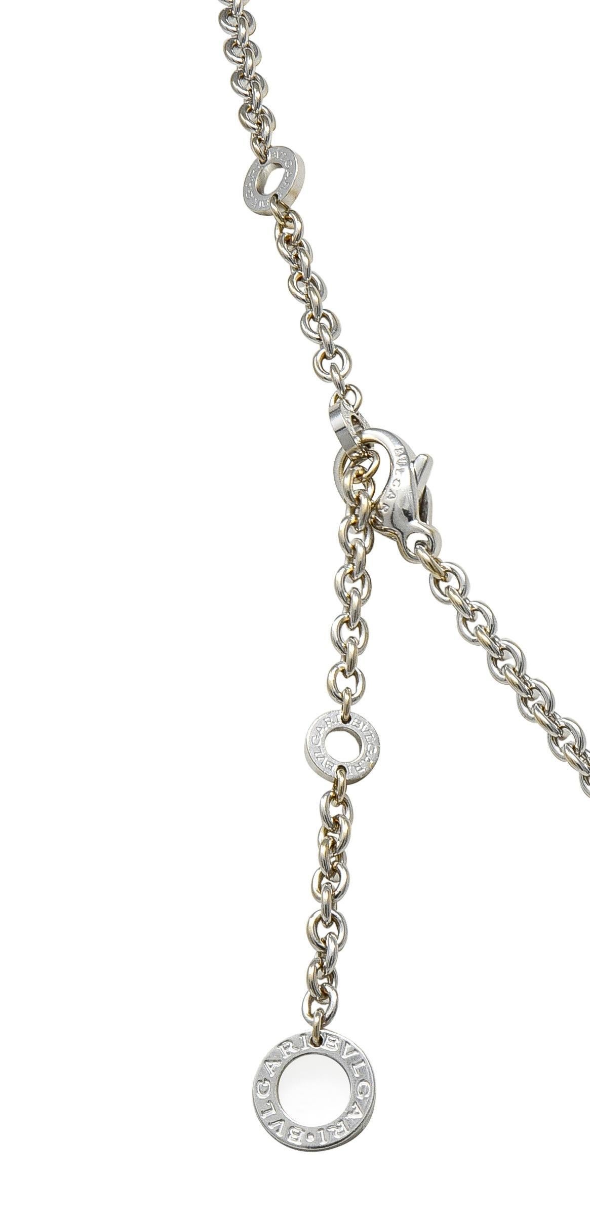 Collana con ciondolo a forma di disco con logo Bulgari 2010 in oro bianco 18 carati e diamanti in vendita 3
