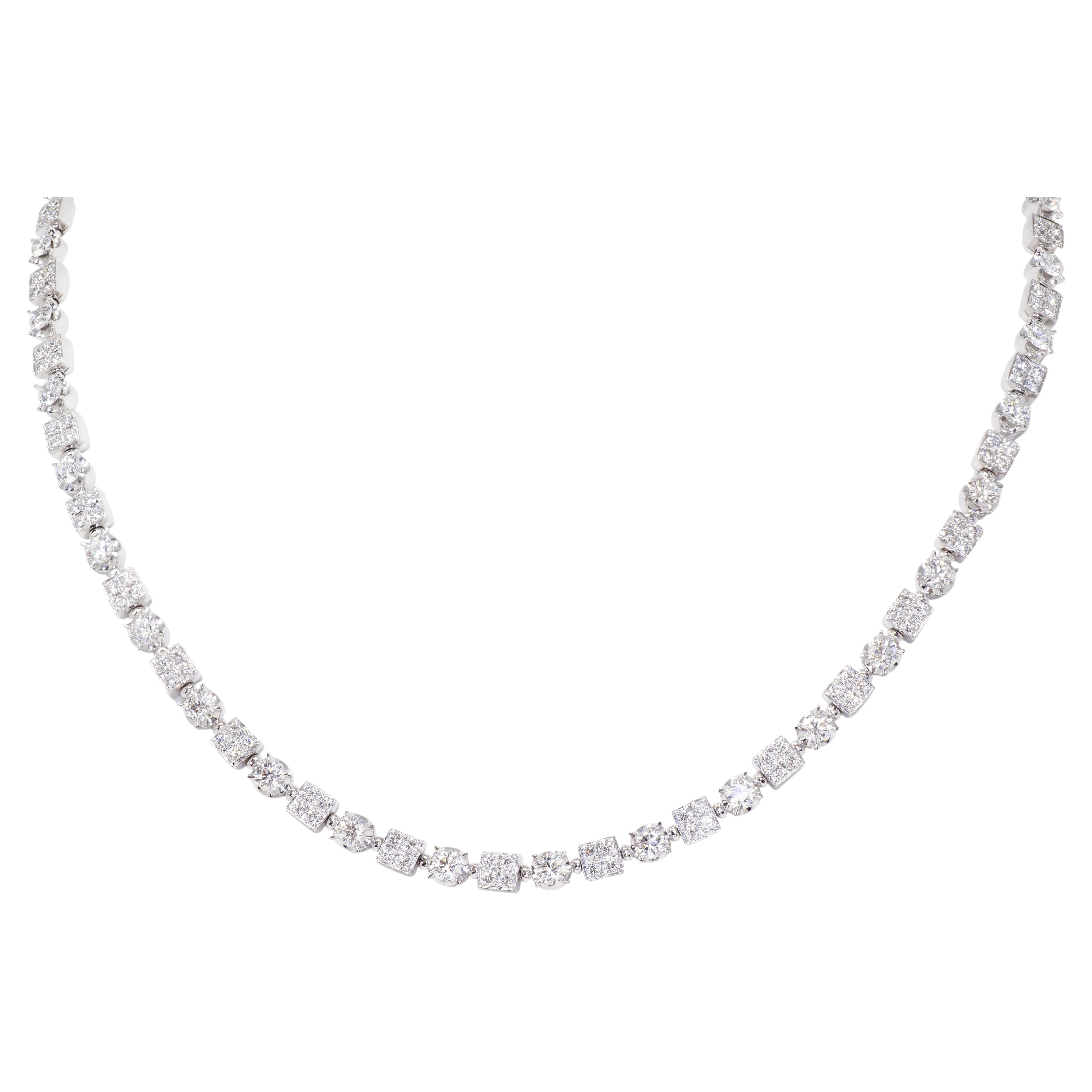 Bulgari 2014 8.40 CTW Diamond 18 Karat White Gold Lucea Tennis Necklace