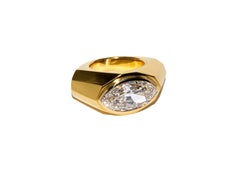 Bulgari 20K Gold GIA 7.53 Carat J SI1 Marquise Solitaire