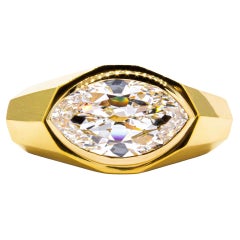 Bulgari 20K Gold GIA 7.53 Carat J SI1 Marquise Solitaire