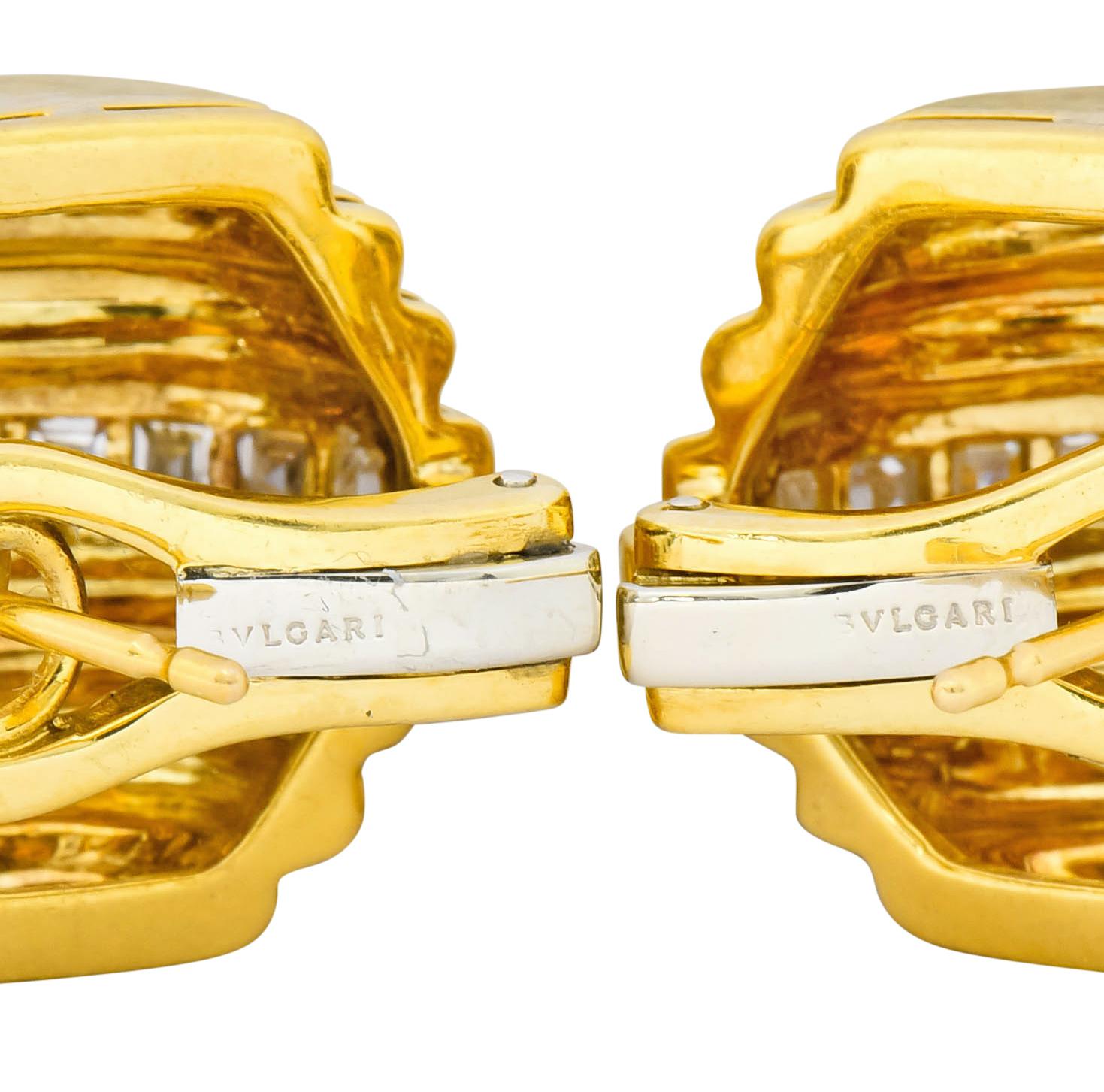 Women's or Men's Bulgari 2.50 Carat Diamond 18 Karat Gold Multi-Dimensional Earrings