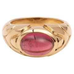 Bulgari 2.65 Carats Cabochon Tourmaline 18 Carats Yellow Gold Ring