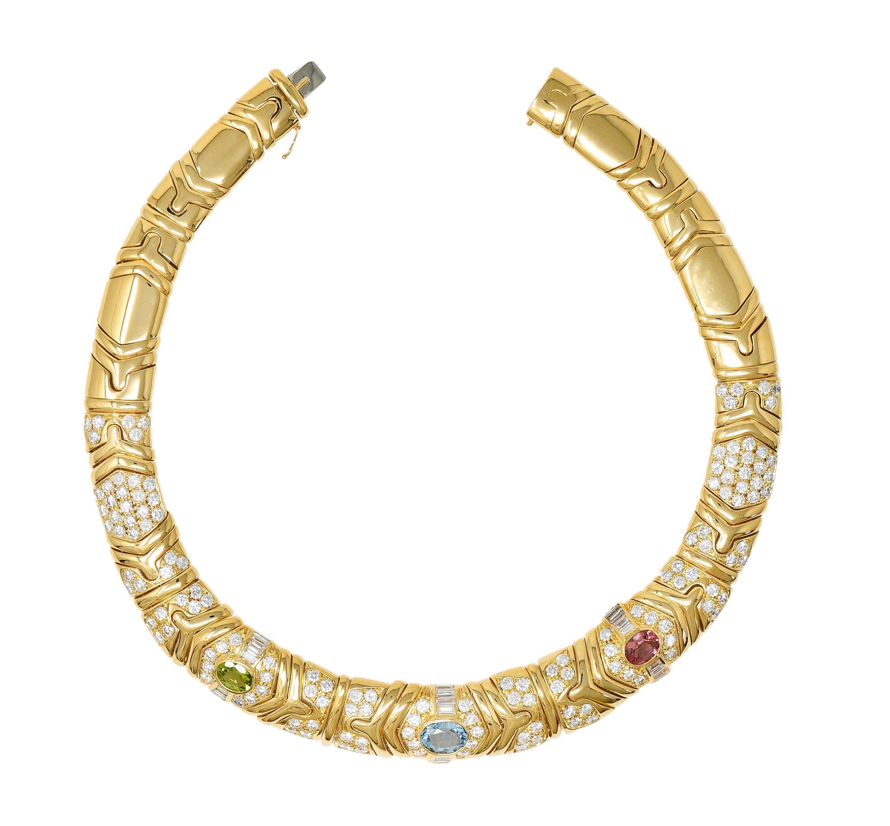 Bulgari Collana Parentesi Vintage in oro 18 carati con diamanti multipli da 29,45 CTW In condizioni ottime in vendita a Philadelphia, PA