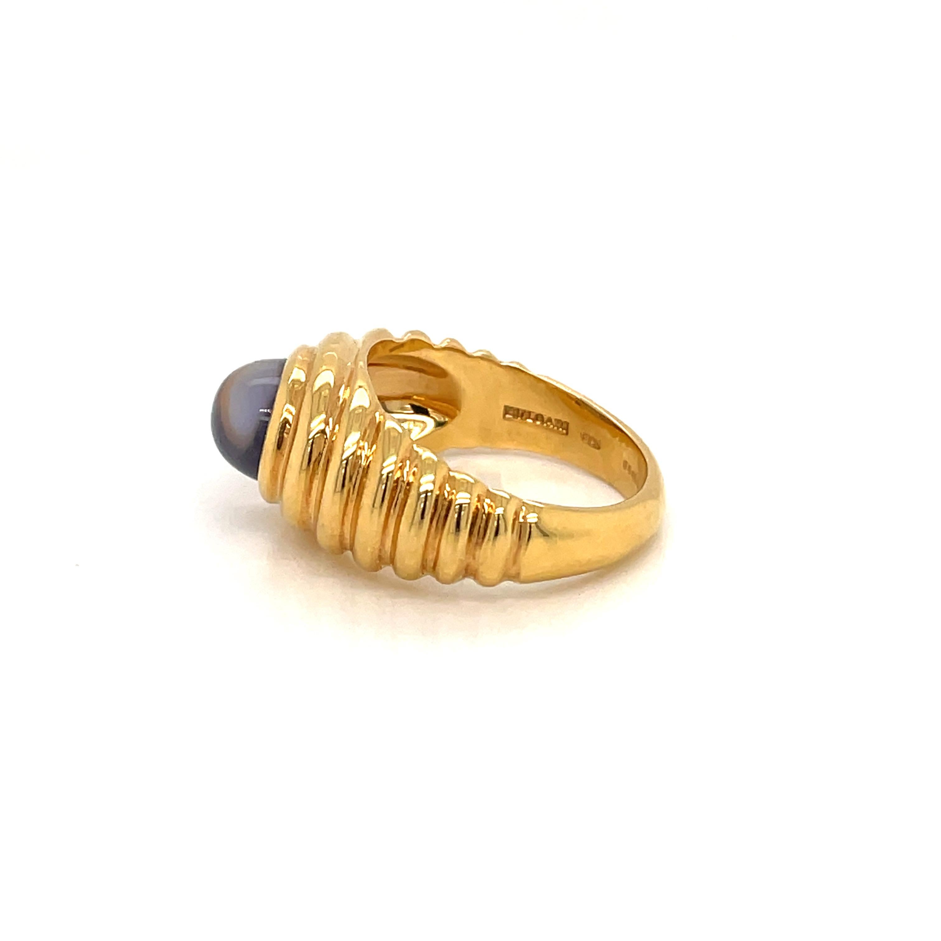 Bulgari 3 Carat Iolite Gold Vintage Ring In Excellent Condition In Napoli, NA