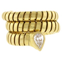 Bulgari 3 Coil Tubagas Pear-shape Diamond Ring