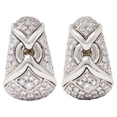 Bulgari 3.00 CTW Diamond 18 Karat White Gold Vintage Trika J-Hoop Earrings