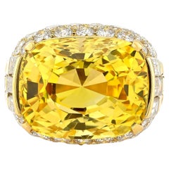 Bulgari 31.39ct Ceylon No-Heat Yellow Sapphire Diamond Ring, 1970s