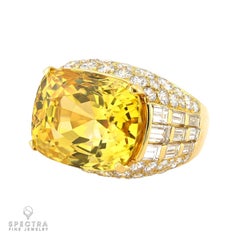 Bulgari 31.39ct Ceylon Yellow Sapphire Diamond Ring  Spectra Fine Jewelry