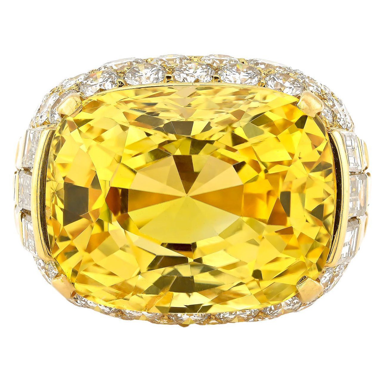 Bulgari 31.39ct Ceylon Yellow Sapphire Diamond Ring  Spectra Fine Jewelry For Sale