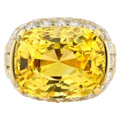 Bulgari 31.39ct Ceylon Yellow Sapphire Diamond Ring Spectra Fine Jewelry