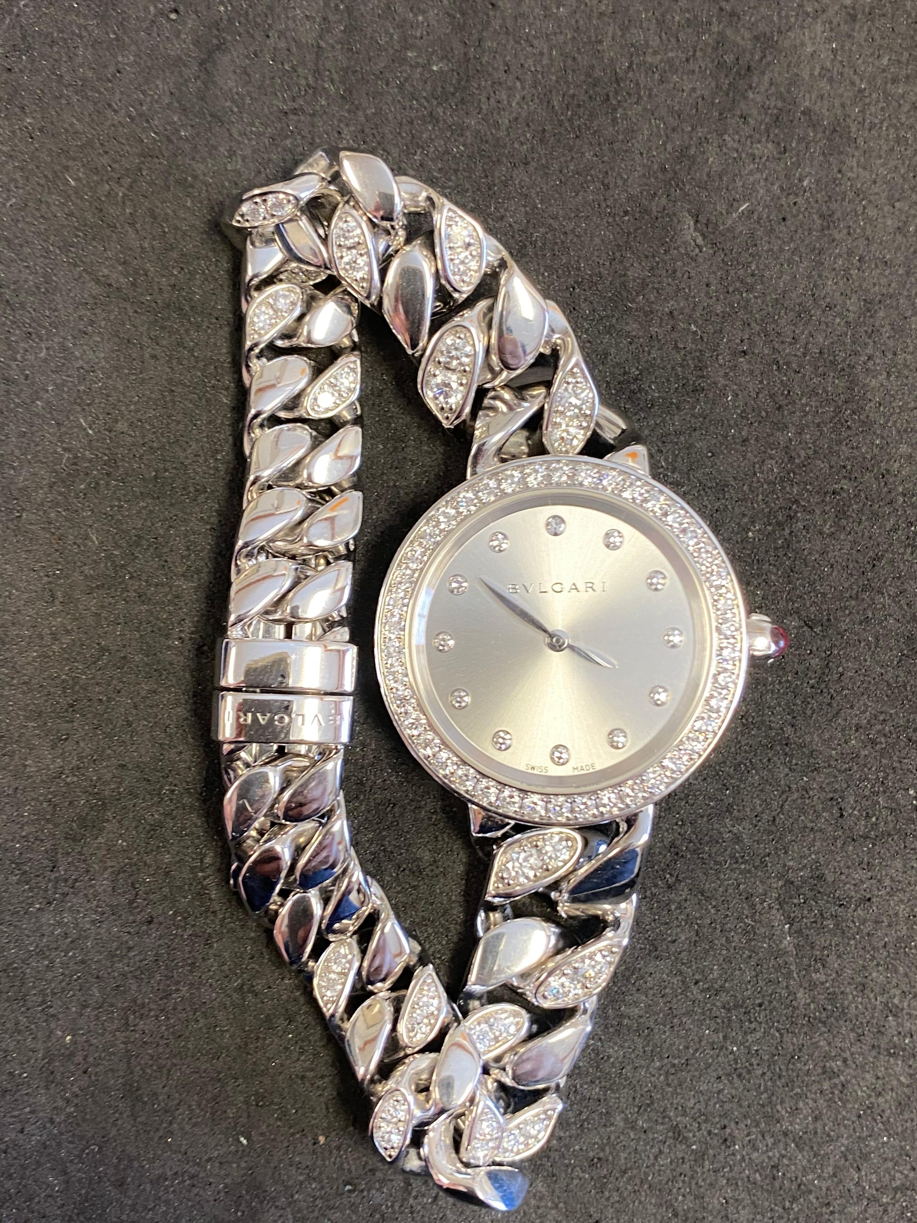 Bulgari Montre-bracelet Bvlgari « Catene » en or blanc 18 carats et bracelet en diamants en vente 6