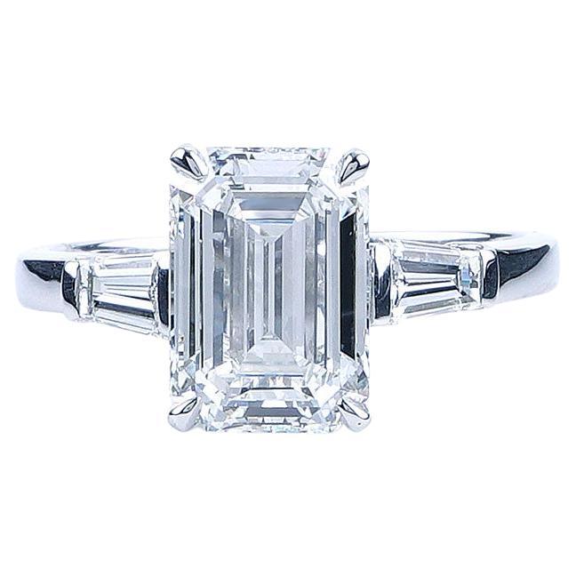 Bulgari 3.30 CTTW Three Stone Diamond Engagement Ring in Platinum For Sale