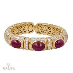 Bulgari 33.86 ct Ruby & Diamond Bracelet in 18K Gold – Signed Estate