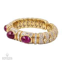 Bulgari 33.86 ct Ruby & Diamond Bracelet in 18K Gold – Signed Estate