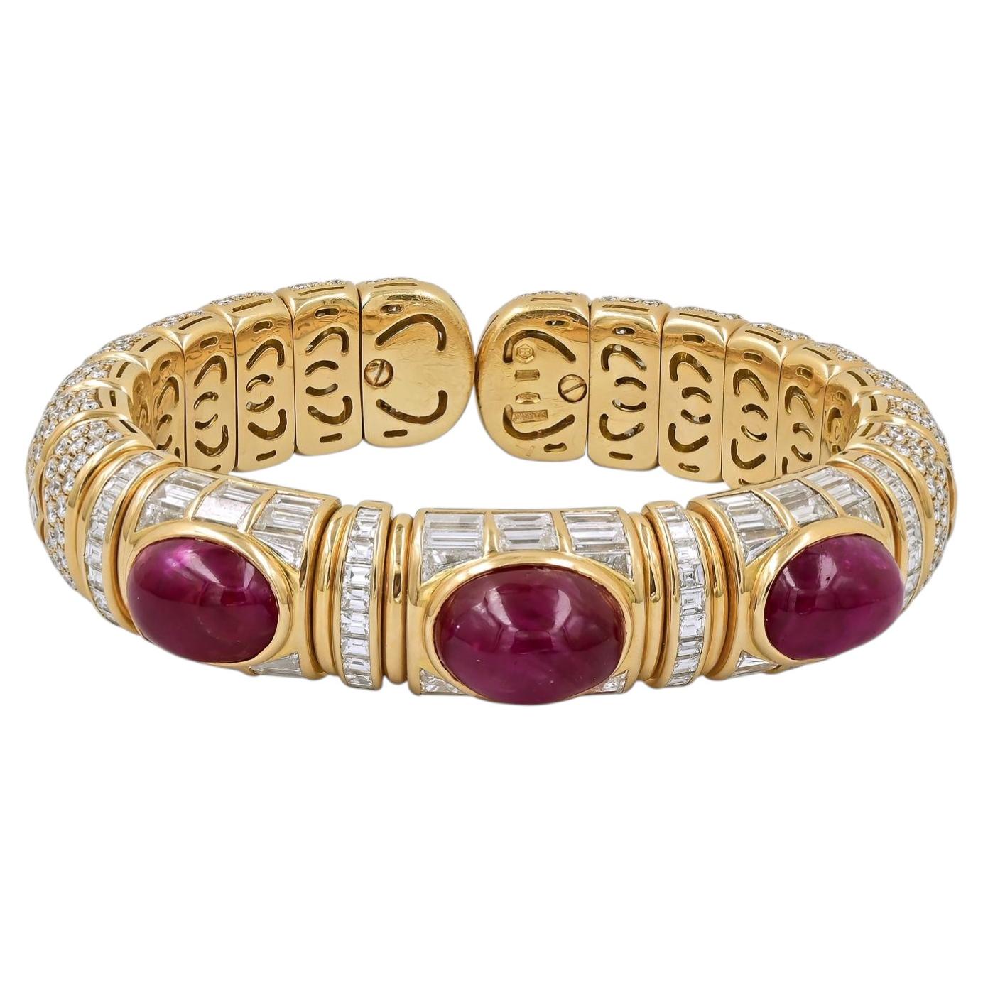 Bulgari Pulsera de rubíes y diamantes de 33,86 ct en oro de 18 quilates - Firmada Estate