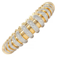 Bulgari Bracciale Celtaura Tubogas Vintage in oro bicolore con diamante 18 da 3,40 CTW
