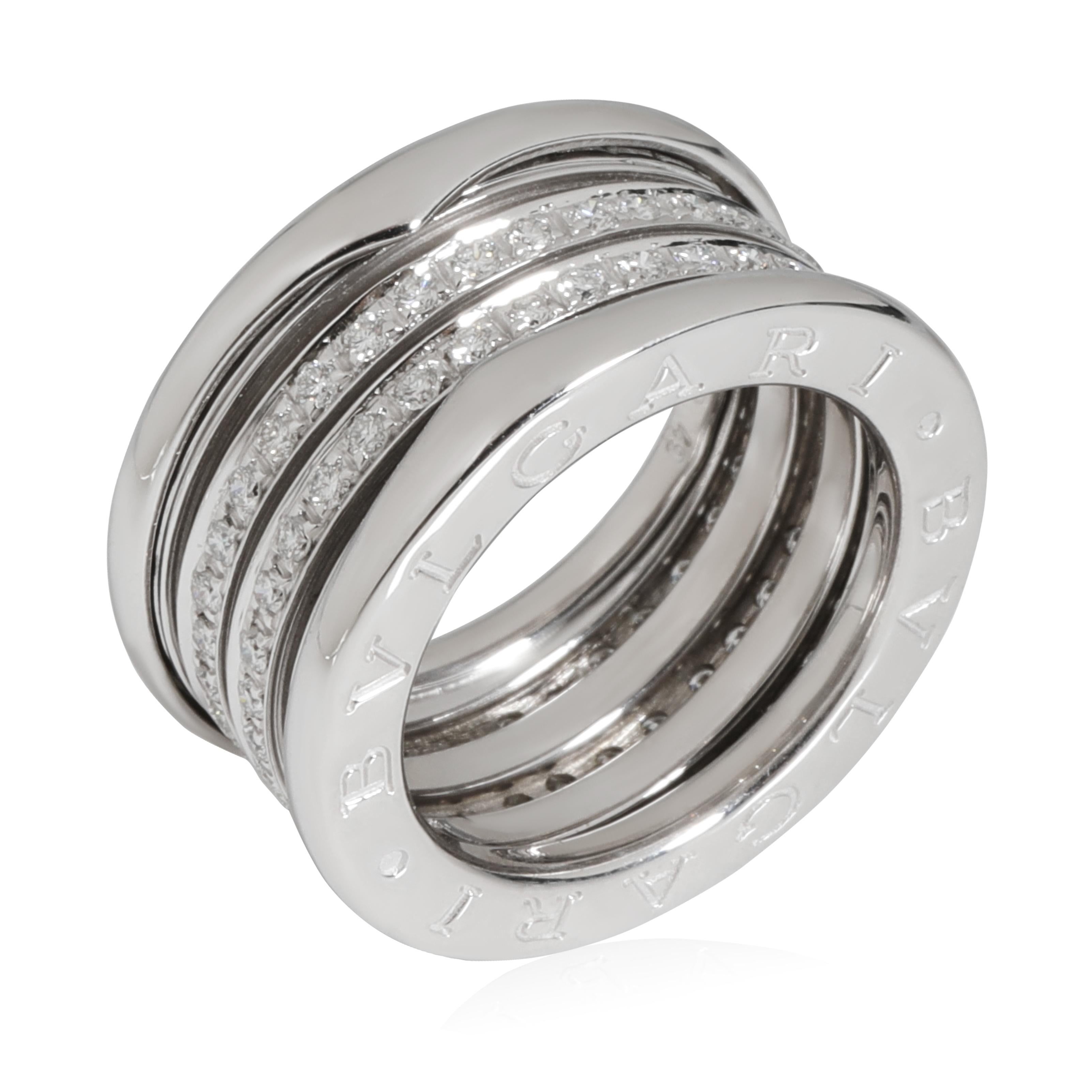 Bulgari Bague en or blanc 18 carats avec 4 diamants en forme de spirale B Zero1 de 0,89 carat poids total Excellent état - En vente à New York, NY