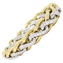 Bulgari 4.00 Carat Diamond 18 Karat Two-Tone Gold Curb Link Bracelet