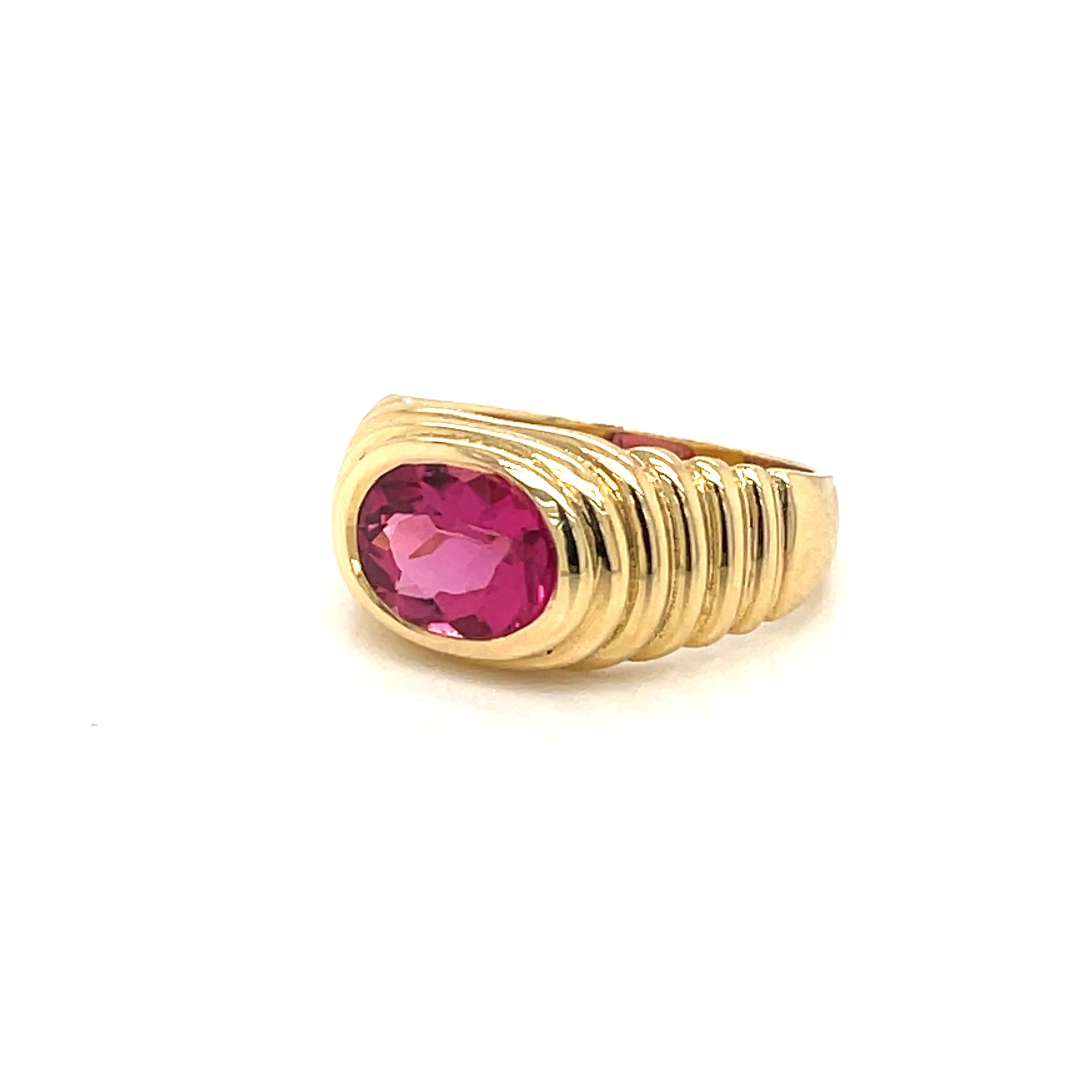 Bulgari Vintage-Ring mit 5 Karat Turmalin in Gold (Ovalschliff)
