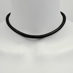 Bulgari 5.5mm Black Leather Cord Choker Necklace with 18 Karat Gold Hardware