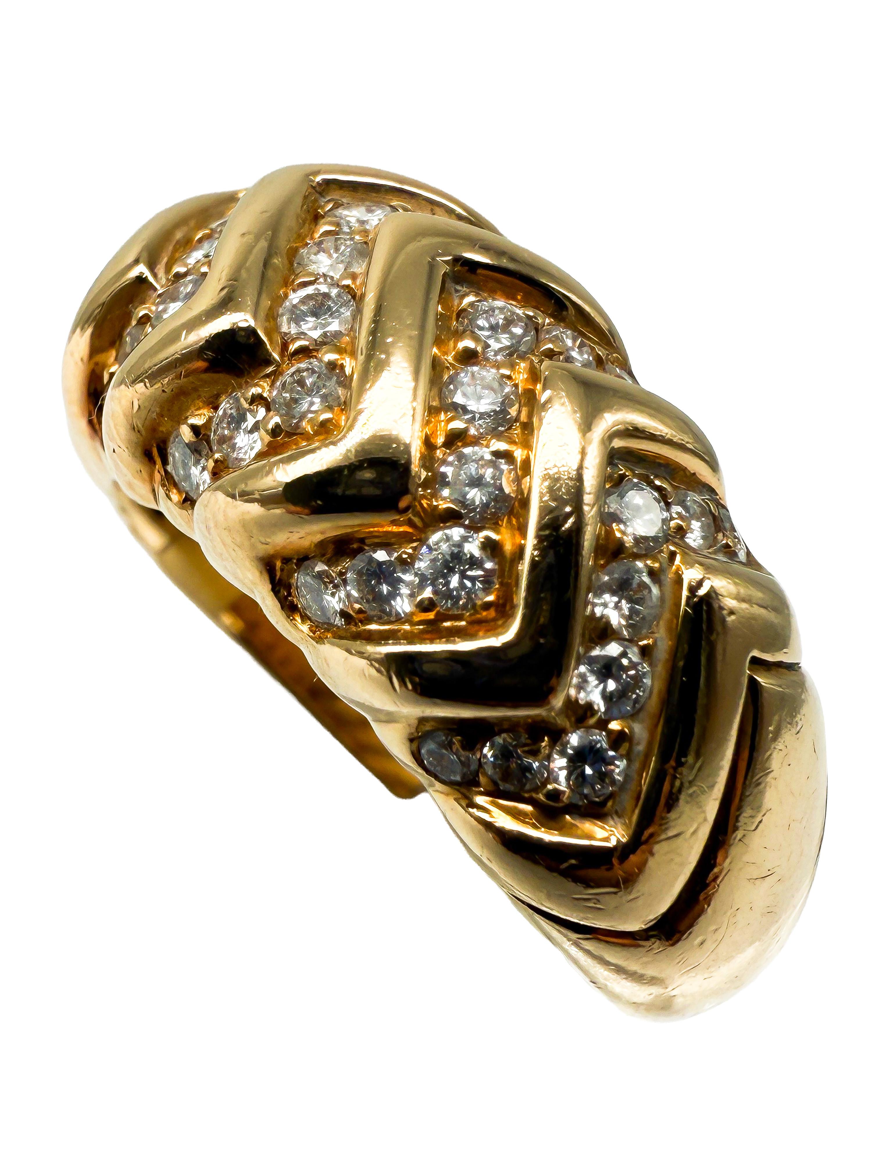 Modern Bulgari 6295Ring in 18K Yellow Gold with Diamonds For Sale