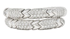 Bulgari 6.50 Carat Diamond 18 Karat White Gold Spiga Serpenti Wrap Cuff Bracelet