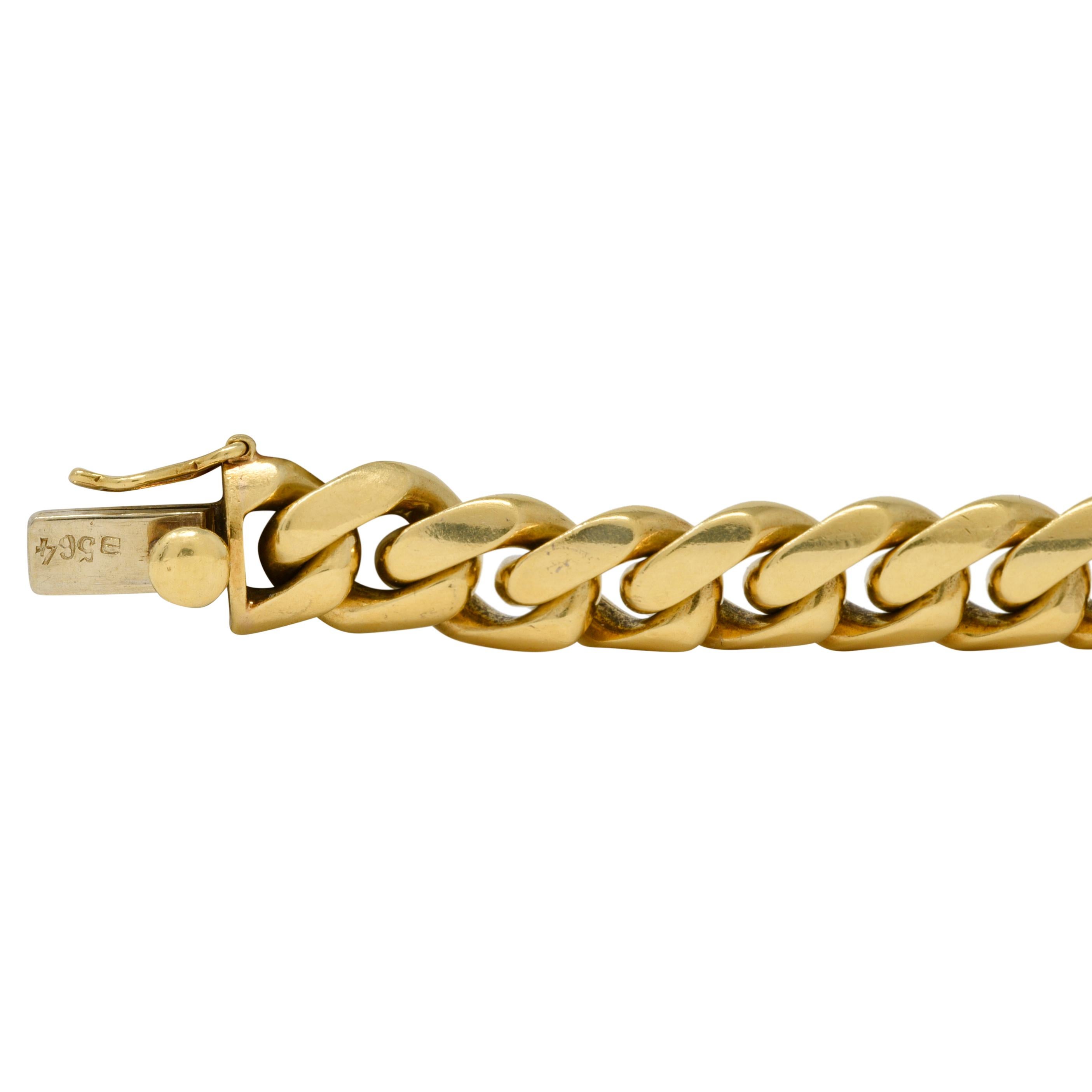 Modern Bulgari 7.32 CTW Sapphire 18 Karat Gold Curb Link Vintage Unisex Bracelet For Sale