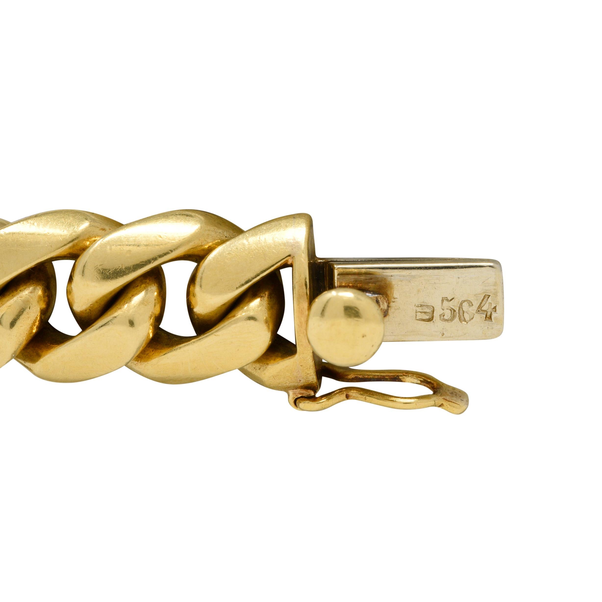 Bulgari 7.32 CTW Sapphire 18 Karat Gold Curb Link Vintage Unisex Bracelet For Sale 1