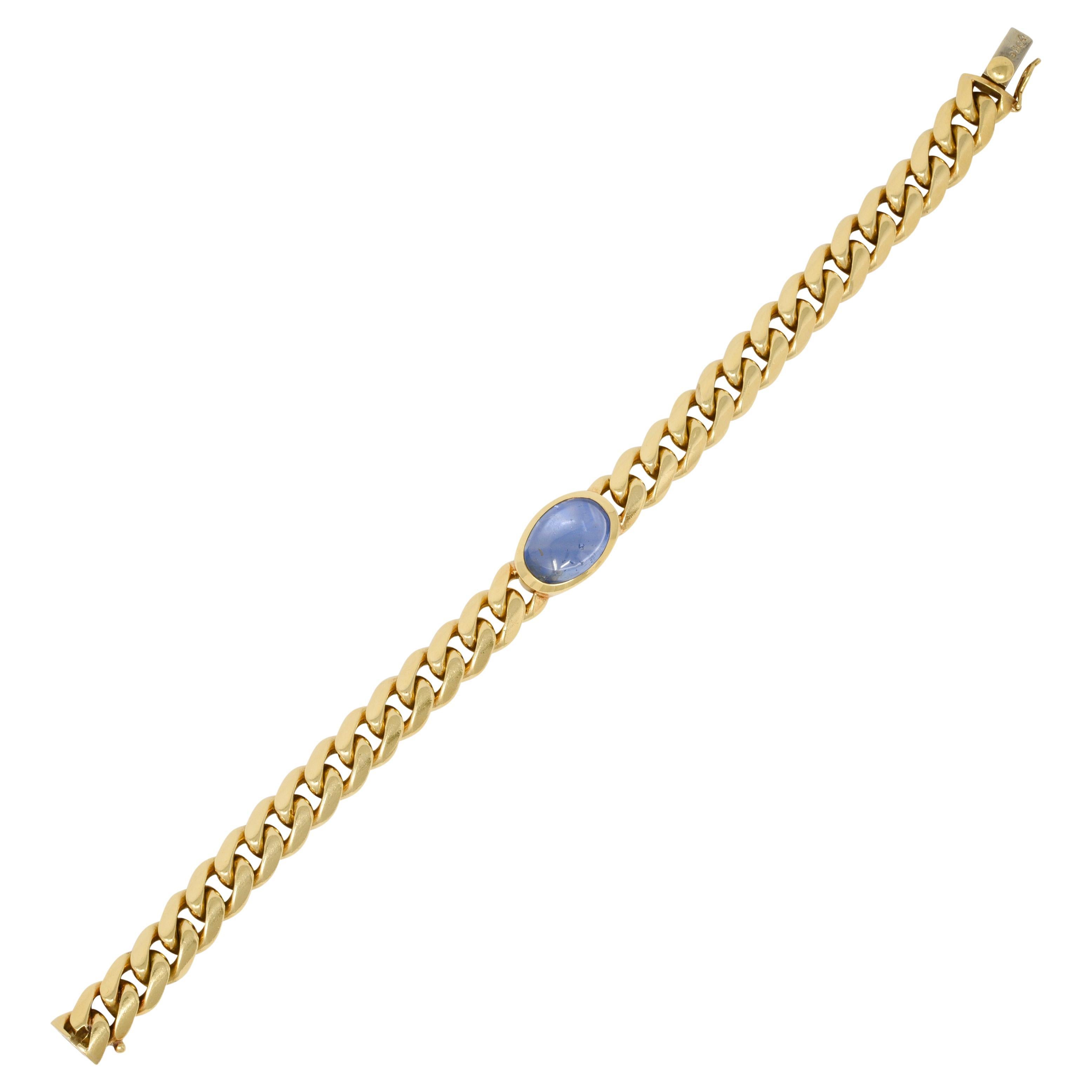 Bulgari Unisex-Armband, 7,32 Karat Saphir 18 Karat Gold, geschwungene Glieder im Angebot