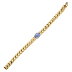 Bulgari 7.32 CTW Sapphire 18 Karat Gold Curb Link Vintage Unisex Bracelet
