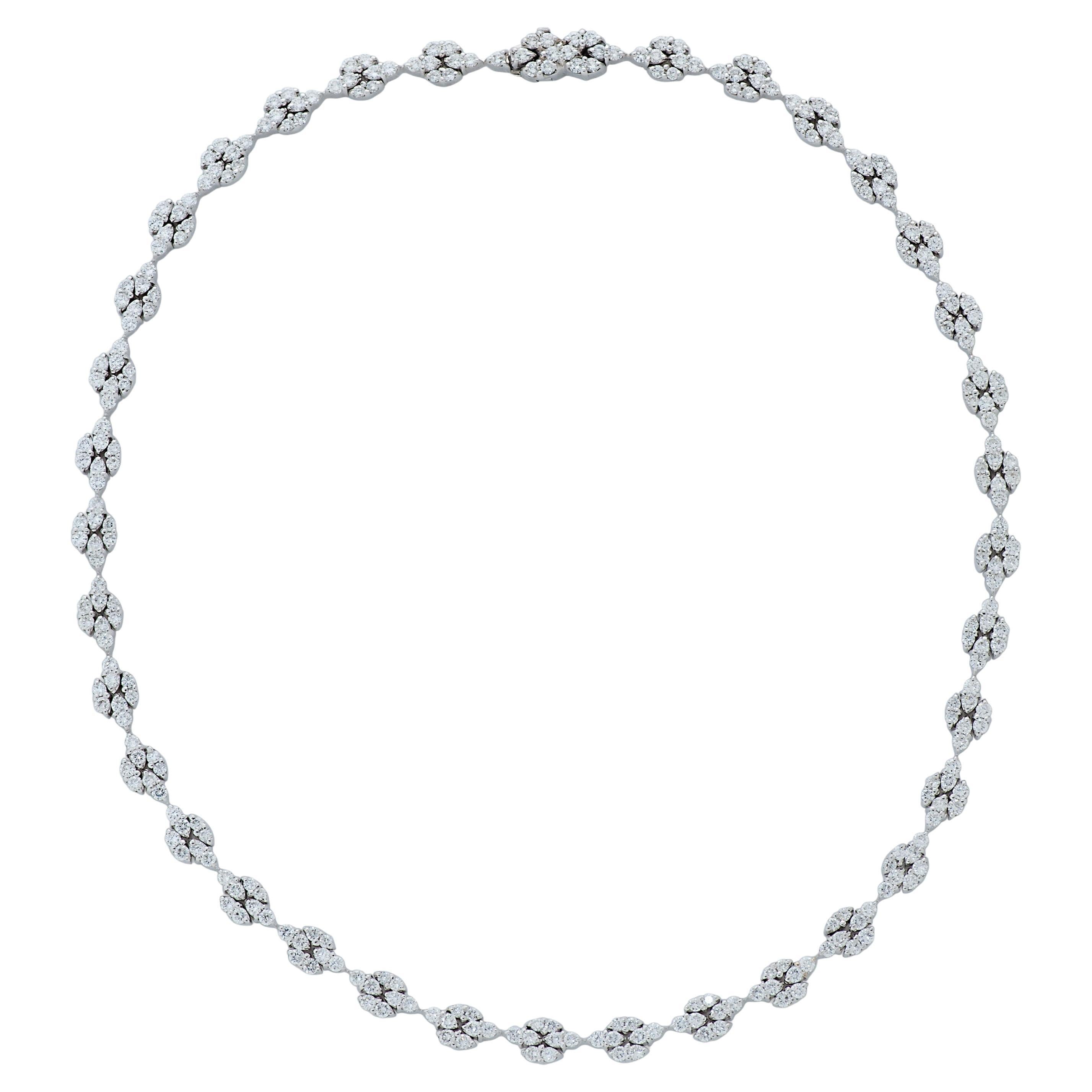 Bulgari 7.70 Carat Round Diamond Link Necklace in 18k White Gold For Sale