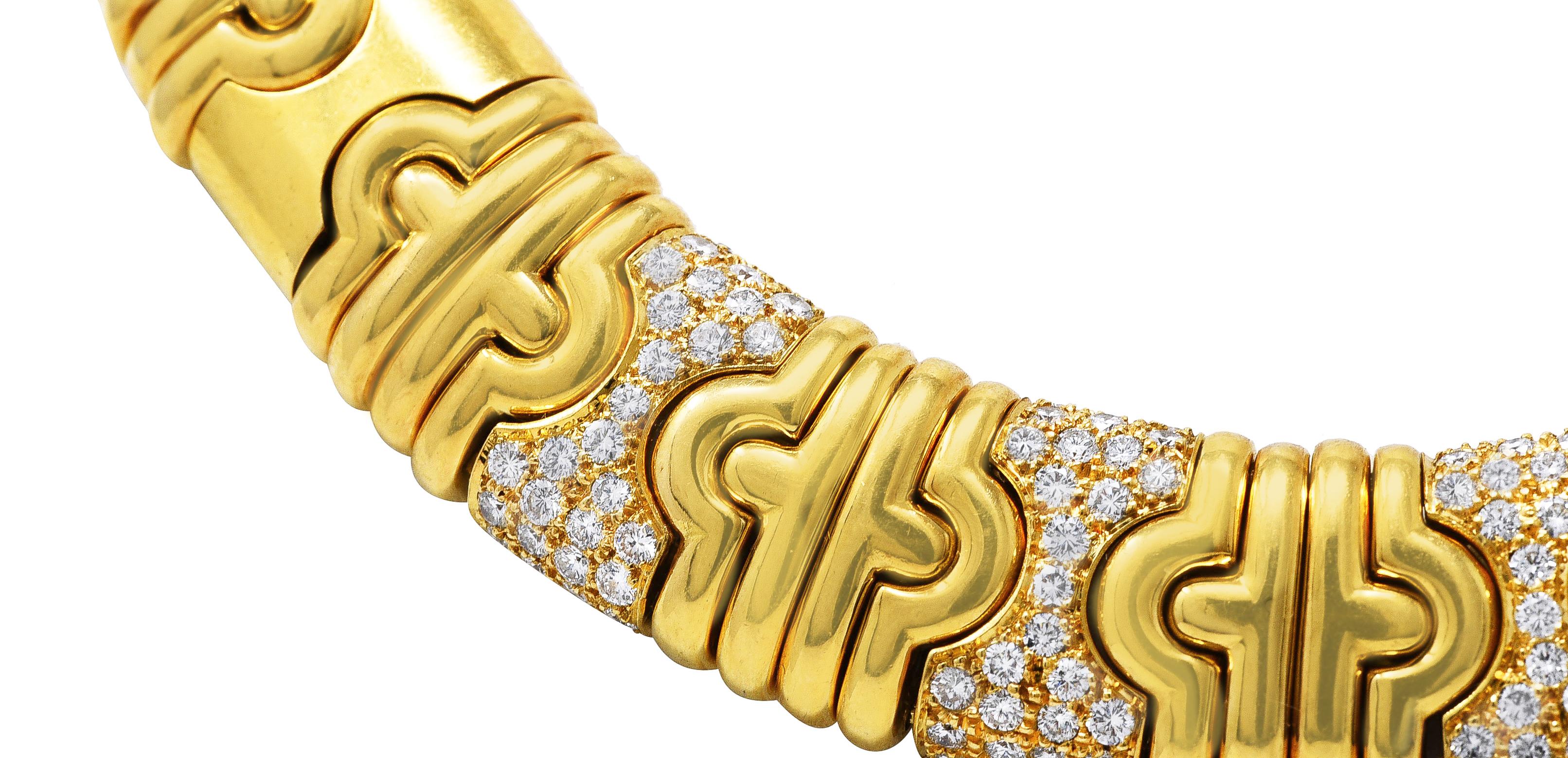 Bulgari 8.50 Carats Pavè Diamond 18 Karat Gold Vintage Parentesi Collar Necklace 1