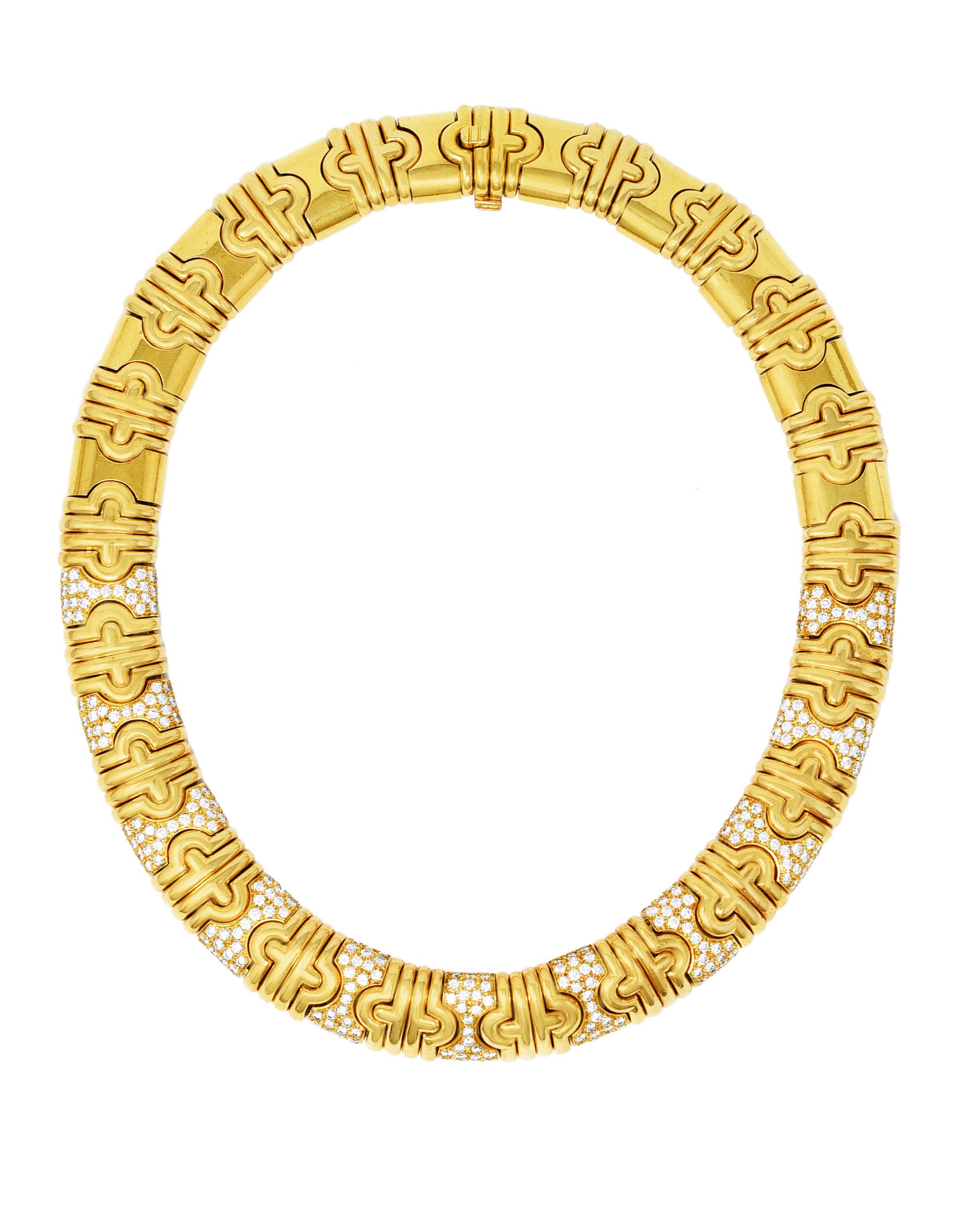 Bulgari 8.50 Carats Pavè Diamond 18 Karat Gold Vintage Parentesi Collar Necklace 2