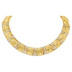 Bulgari 8,50 Karat Pav Diamant 18 Karat Gold Vintage Parentesi Halsband Halskette