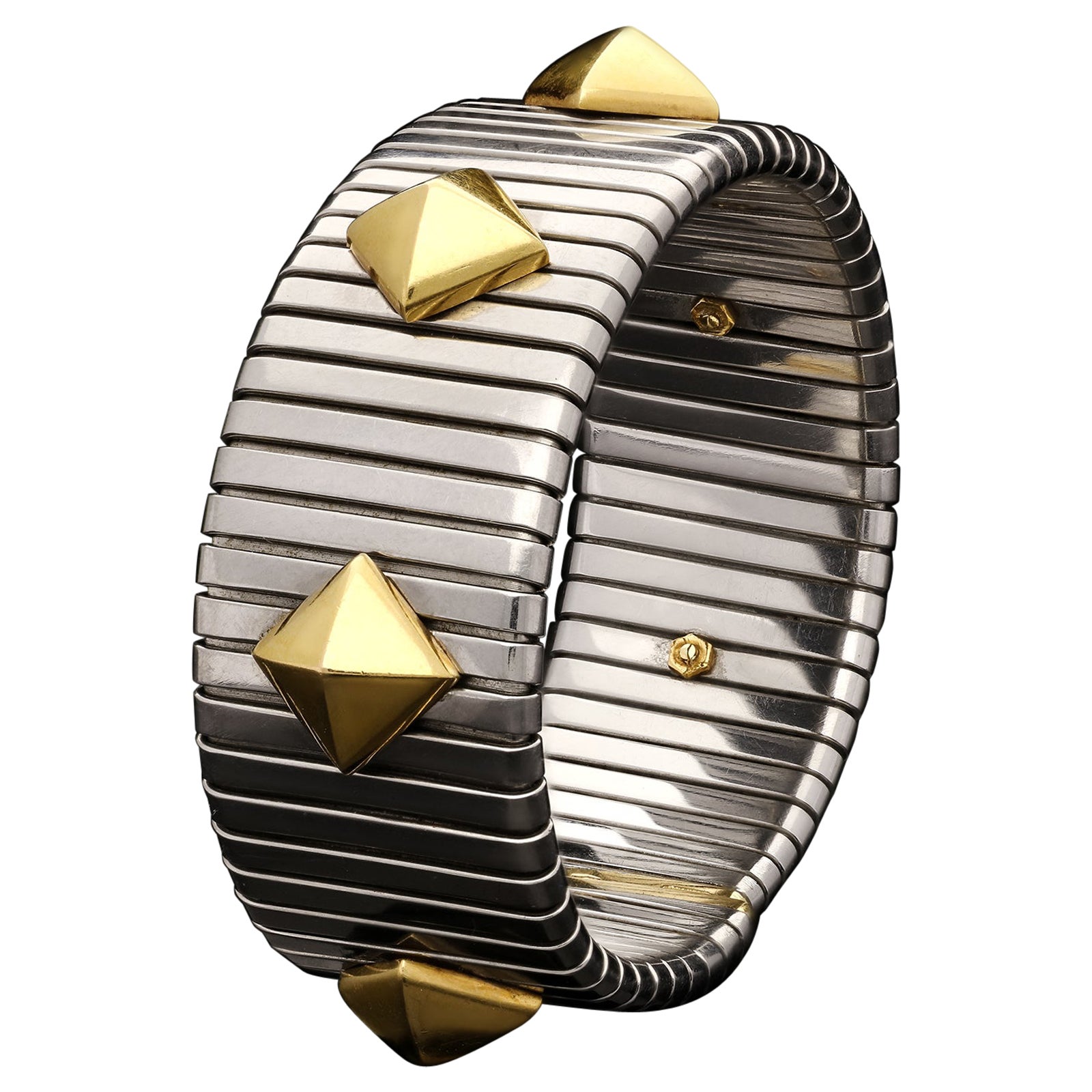 Bulgari ein Gold 
Edelstahl Turbogas Sprung Manschette Armband