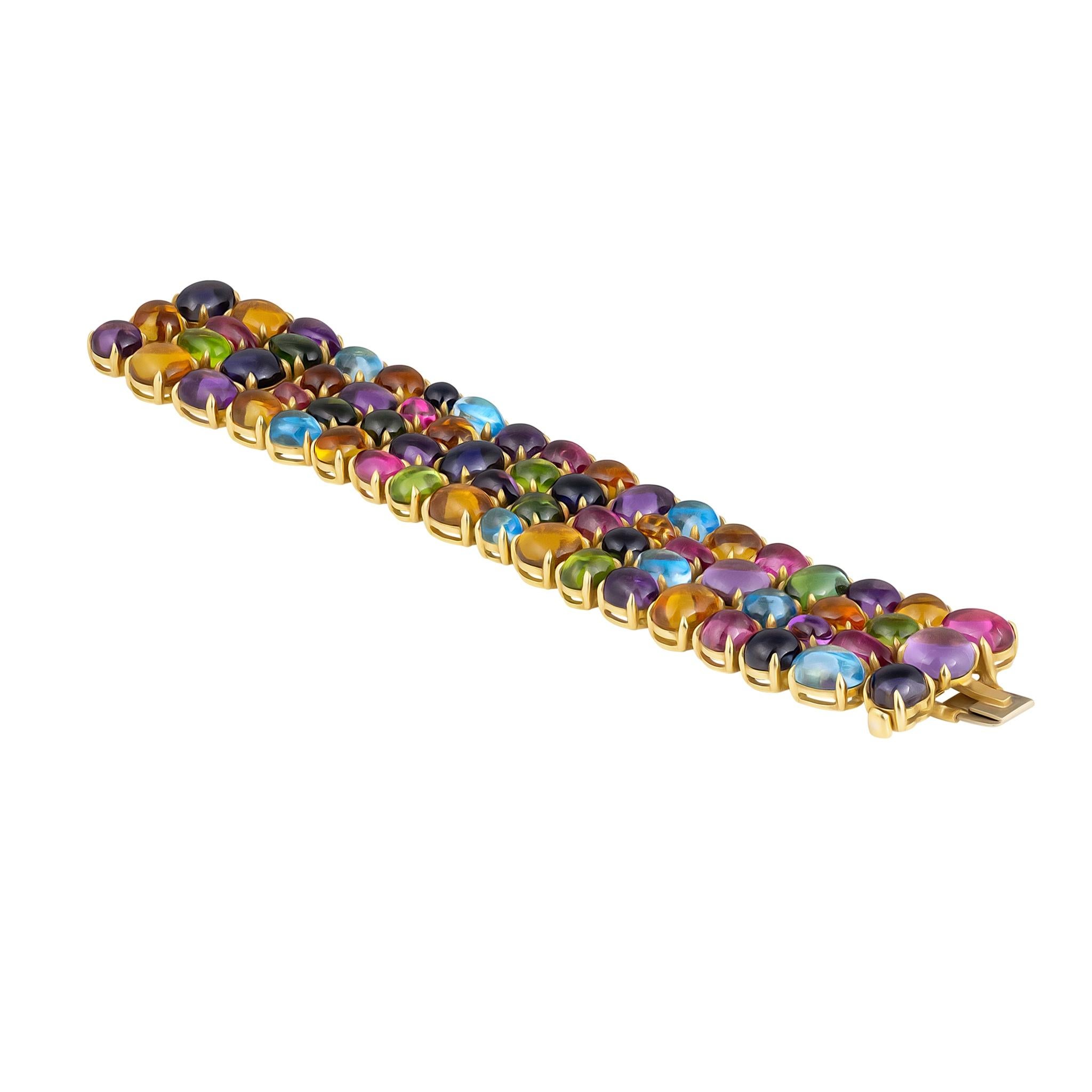 Moderne Bvlgari Allegra Bracelet en or jaune 18 carats et pierres précieuses multicolores en vente