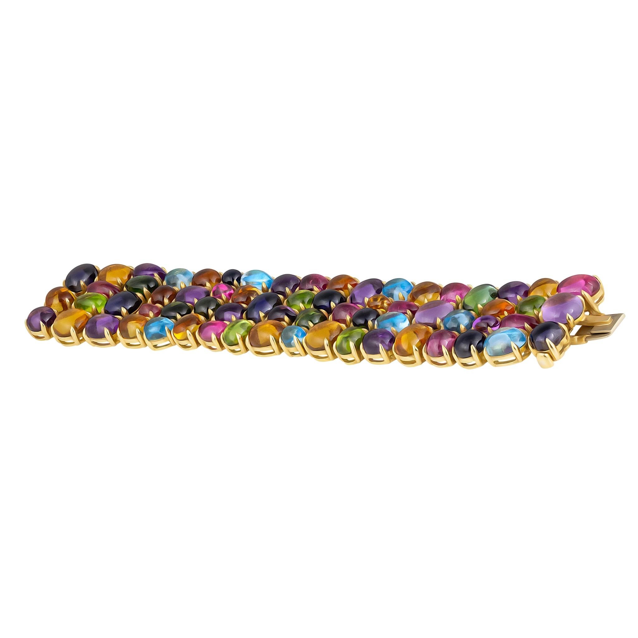 Modern Bvlgari Allegra 18K Yellow Gold Multicolored Gemstones Bracelet For Sale