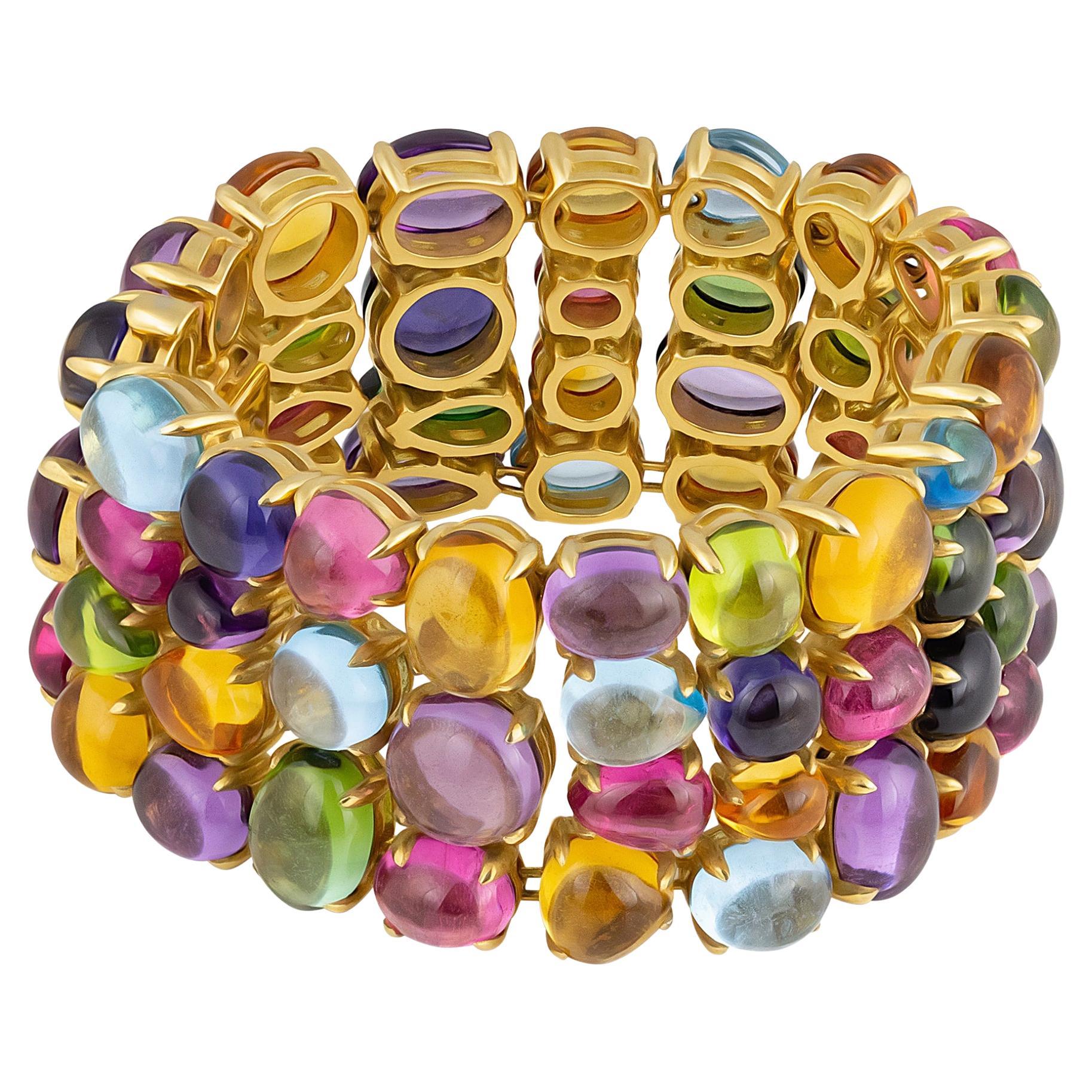 Bvlgari Allegra Armband aus 18 Karat Gelbgold mit mehrfarbigen Edelsteinen im Angebot