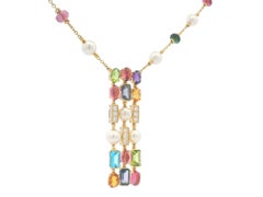 Bulgari Allegra 18K Yellow Gold Multi Gemstone Drop Necklace