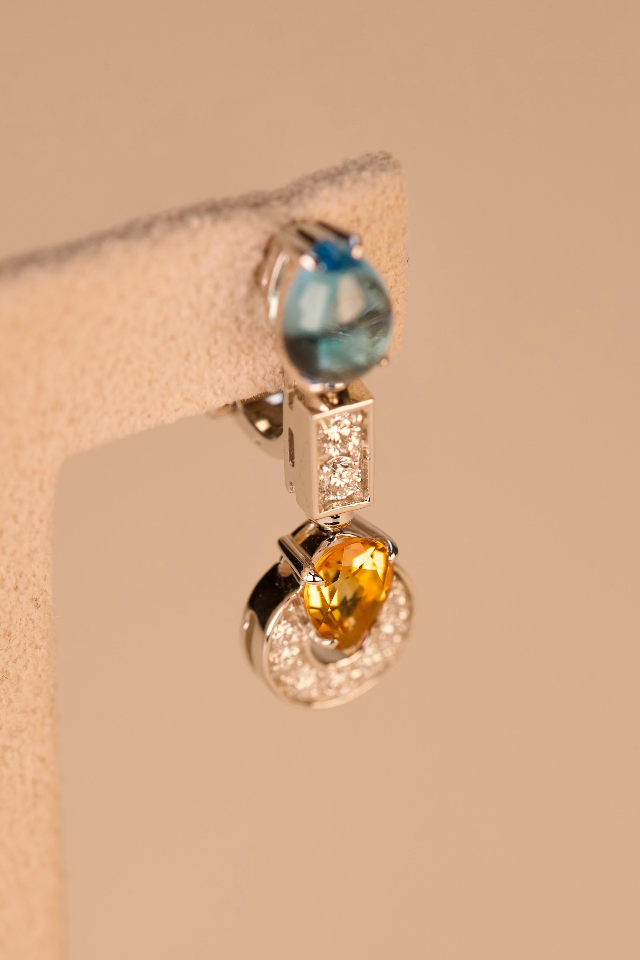 Contemporaneo Bulgari Allegra Orecchini in oro con tormalina, topazio, ametista e diamanti in vendita