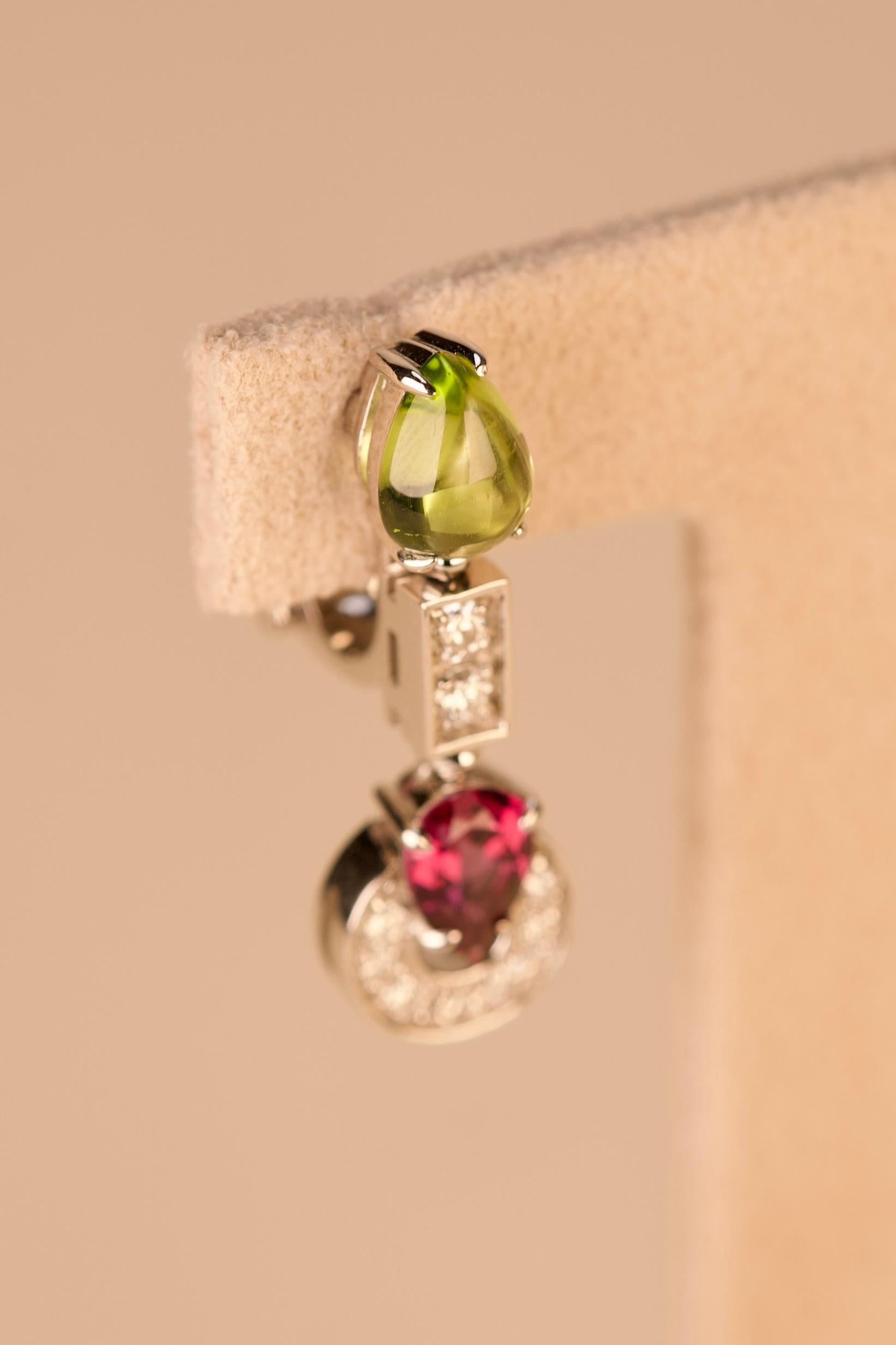 Cabochon Bulgari Allegra Orecchini in oro con tormalina, topazio, ametista e diamanti in vendita