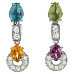Boucles d'oreilles Bulgari Allegra Citrine Tourmaline Topaze Améthyste Diamant Or