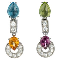 Bulgari Allegra Citrin Turmalin Topas Amethyst Diamant Gold Ohrringe