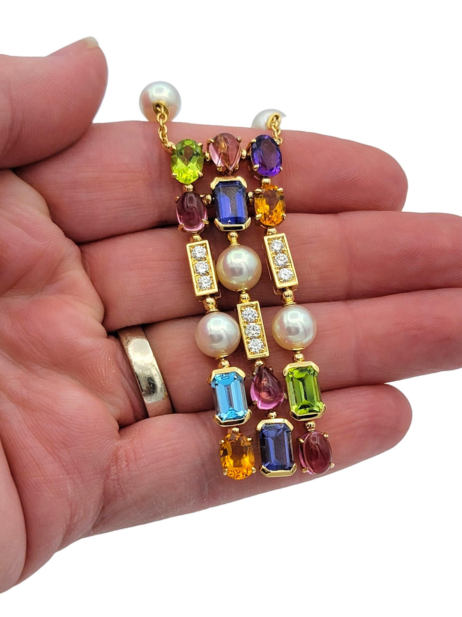 Bulgari Allegra Collection Multi Gemstone Drop Necklace in 18 Karat Yellow Gold For Sale 3